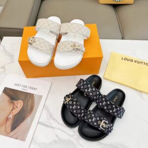 Louis Vuitton Designer Leather Trainer Slippers - Image 2