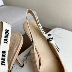 CHRISTIAN J’ADIOR Fabric Ribbon Beige Powder Nude Slingback Pumps - Image 7