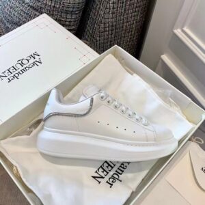 Alexander McQueen White Black Snake Oversized Casual Sneakers - Image 8