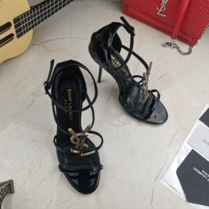 Saint Laurent Cassandra YSL Medallion Stiletto Sandals - Image 9