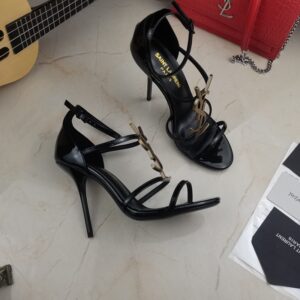 Saint Laurent Cassandra YSL Medallion Stiletto Sandals - Image 8