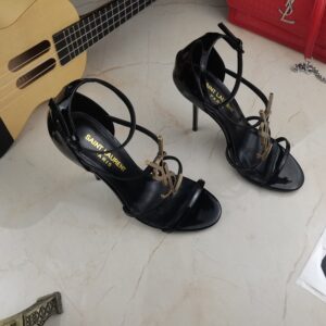 Saint Laurent Cassandra YSL Medallion Stiletto Sandals - Image 6