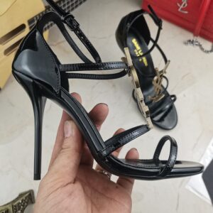 Saint Laurent Cassandra YSL Medallion Stiletto Sandals - Image 4