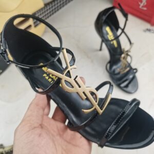Saint Laurent Cassandra YSL Medallion Stiletto Sandals