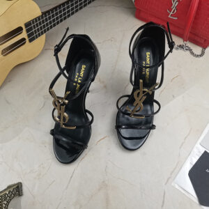 Saint Laurent Cassandra YSL Medallion Stiletto Sandals - Image 2