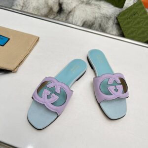 Gucci Suede Interlocking G Flat Sandals - Image 8