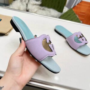 Gucci Suede Interlocking G Flat Sandals - Image 3