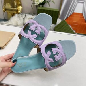 Gucci Suede Interlocking G Flat Sandals - Image 2