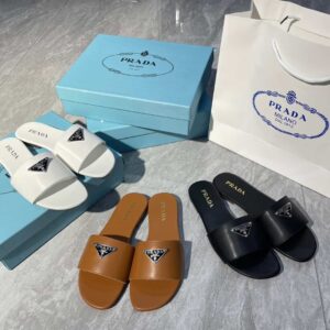 Prada Logo Plaque Flat Sandals