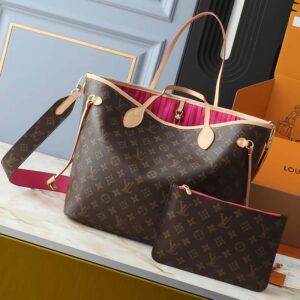 Louis Vuitton Neverfull Monogram Canvas Designer Tote Handbags - Image 6