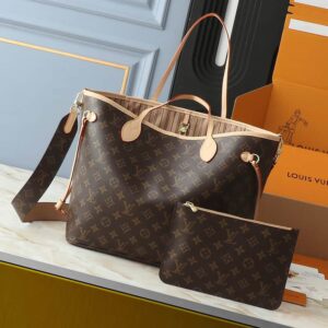 Louis Vuitton Neverfull Monogram Canvas Designer Tote Handbags - Image 9