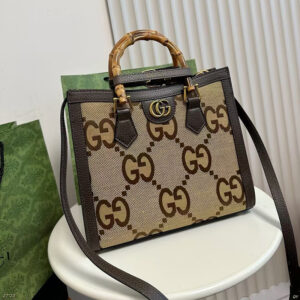 Gucci Diana NM Bamboo Handle Tote Jumbo GG Canvas Bags - Image 3