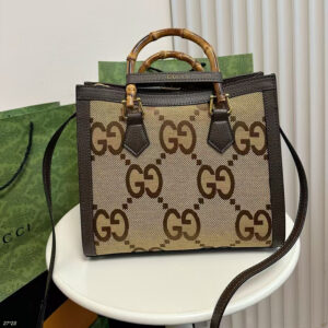 Gucci Diana NM Bamboo Handle Tote Jumbo GG Canvas Bags - Image 2
