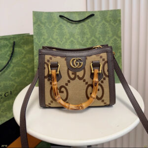Gucci Diana NM Bamboo Handle Tote Jumbo GG Canvas Bags - Image 5